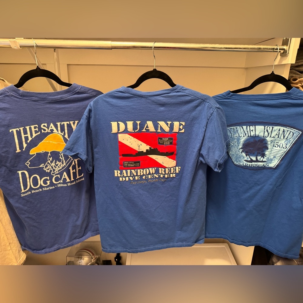 3 Blue Graphic Tee Shirt Bundle
